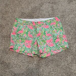 Lilly Pulitzer Pink and Green Flamingo Print Shorts